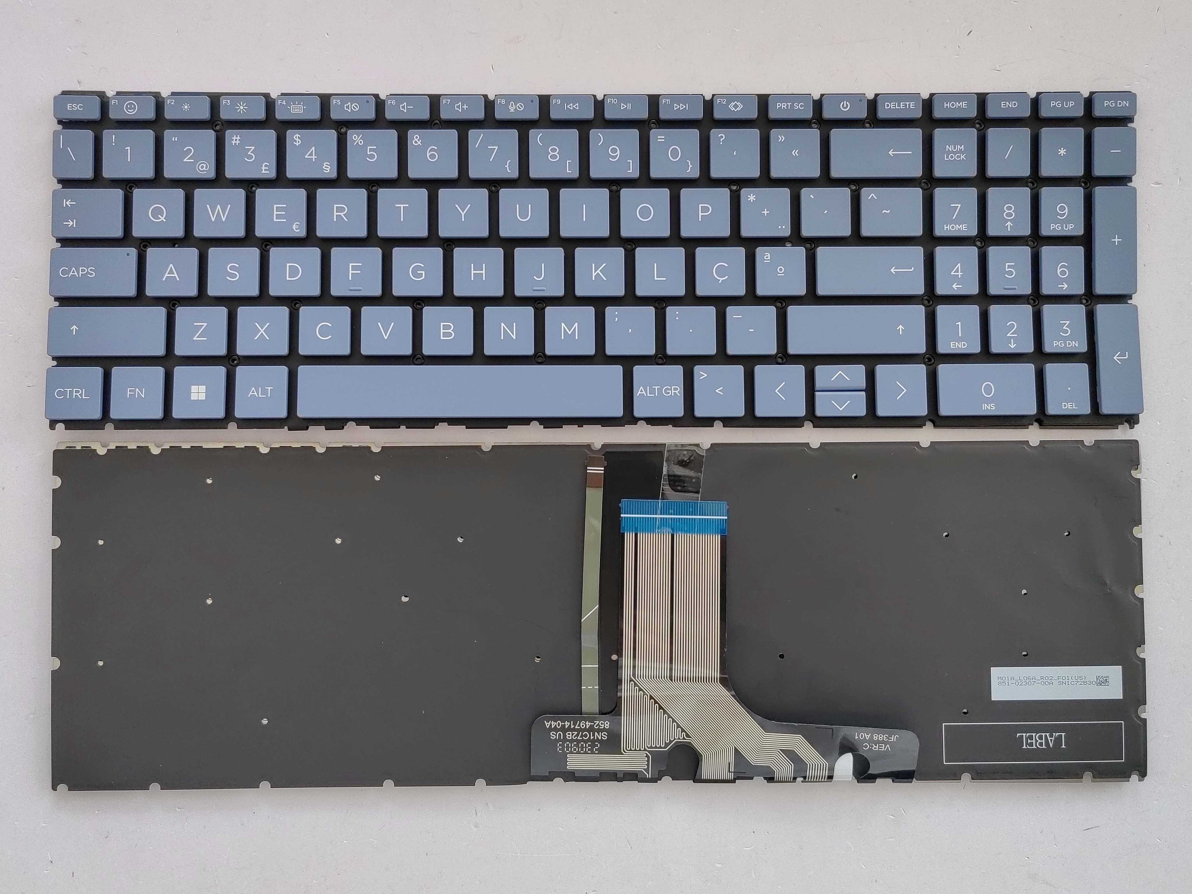 Picture of New Replacement Laptop Keyboard For HP 15-FC/15-FD small carriage return Blue Backlit PO Layout